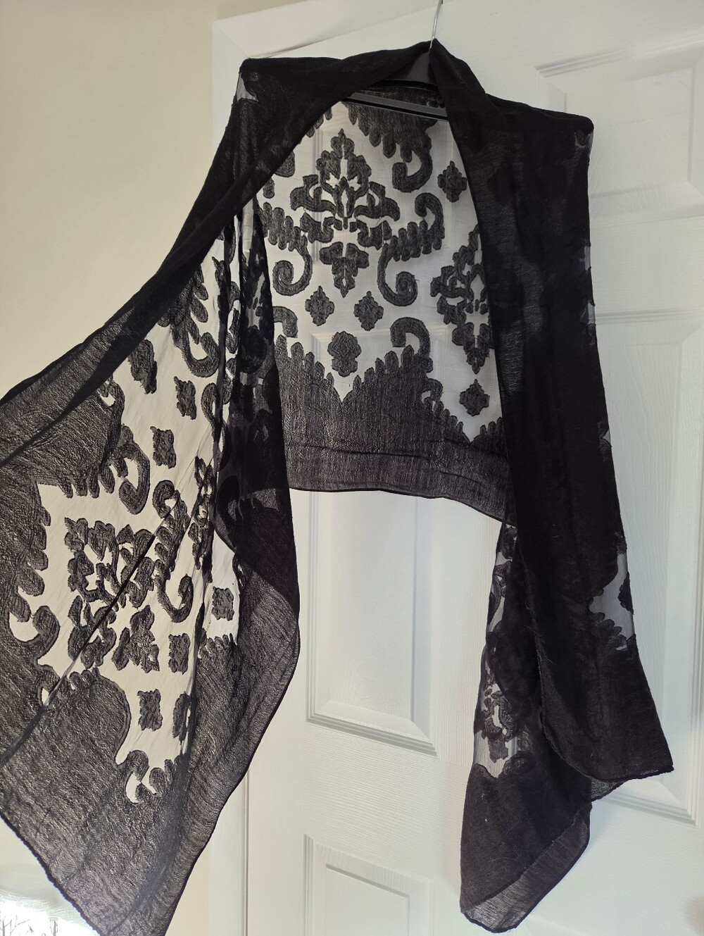 NWOT Formal Evening Dress Shawl Wrap Black Lace Scarf Bridal Wedding Gothic Boho